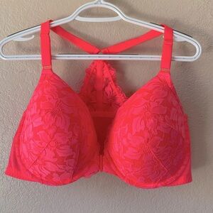 Torrid Lightly Lined Floral Lace Underwire Front Snap Racerback Bra Size 42DD